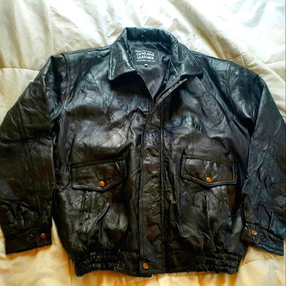 Men’s Napoline Textured Leather Bomber Jacket sz 2X